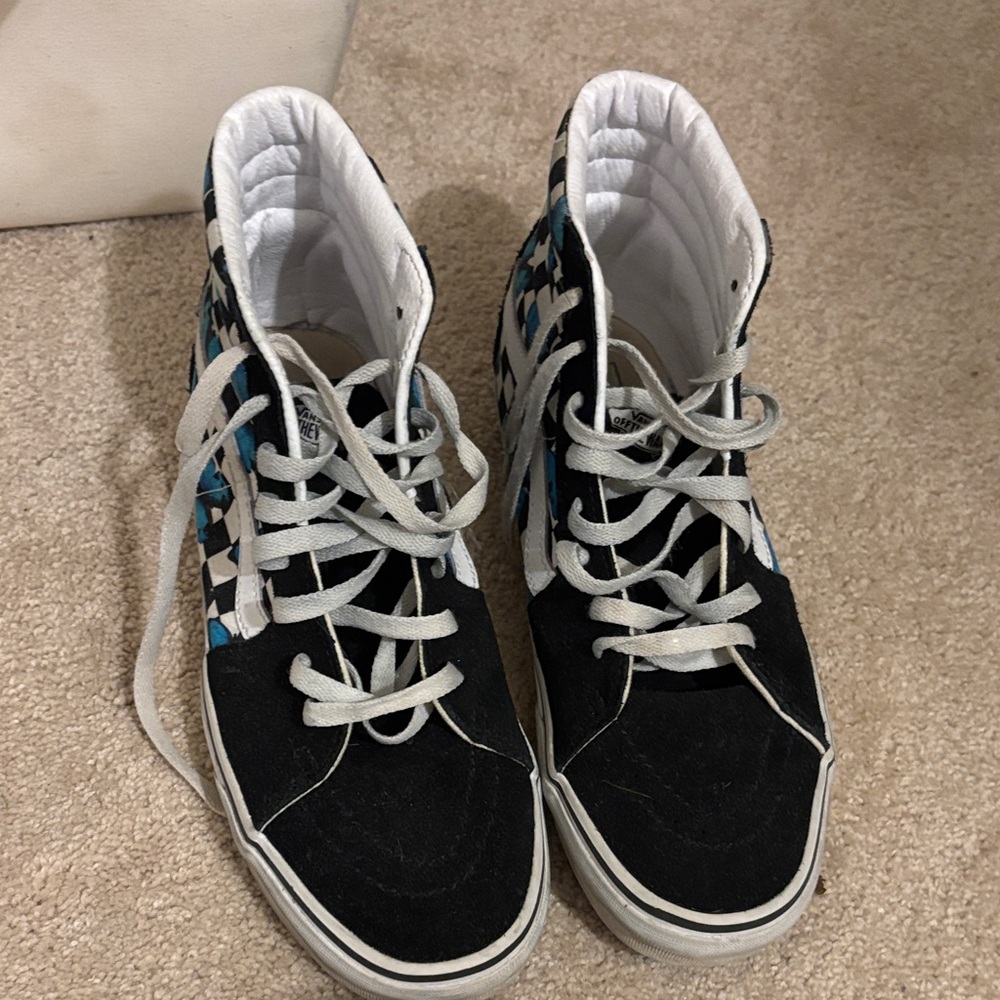 Vans Black and Blue High-Top Sneakers